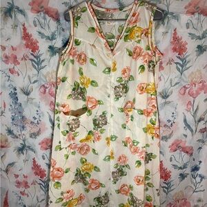 Vintage Floral Sleeveless Nightgown